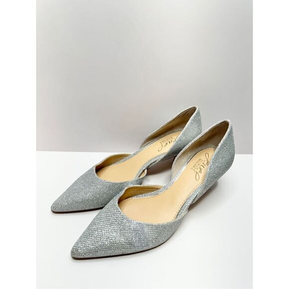 Badgley Mischka D’orsey Pumps Womens Size 5 Silver Pointed Toe Kitten Heels - Picture 3 of 10